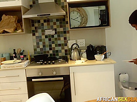 Intense Interracial Spanking In Kitchen